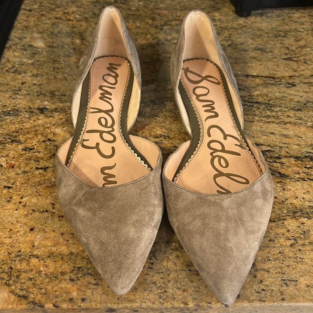 Sam Edelman Suede Leather beige Rodney Slip on D'Orsay Flats Size 9.5